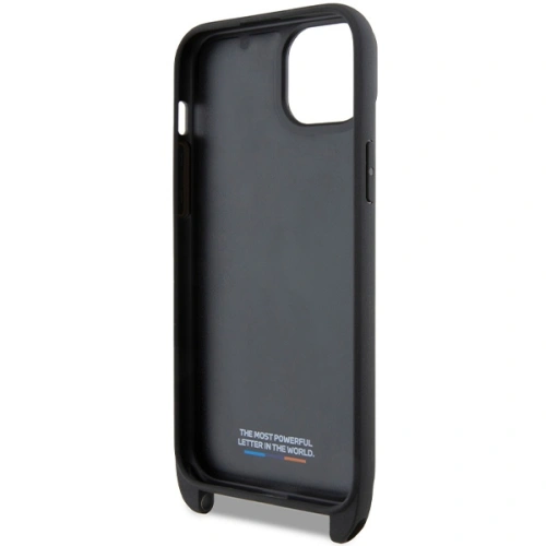 Etui BMW BMHCP15S23PSVTK Apple iPhone 15 / 14 / 13 hardcase M Edition Carbon Tricolor Lines & Strap czarny/black