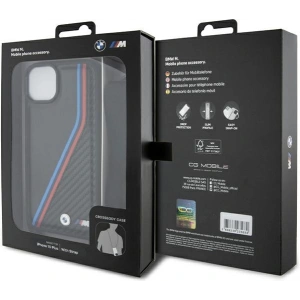 Hurtownia GSM - Case BMW BMHCP15S23PSVTK Apple iPhone 15 / 14 / 13 Hardcase M Edition Carbon Tricolor Lines & Strap schwarz/black - BMW628 - {ean13} - Hurt