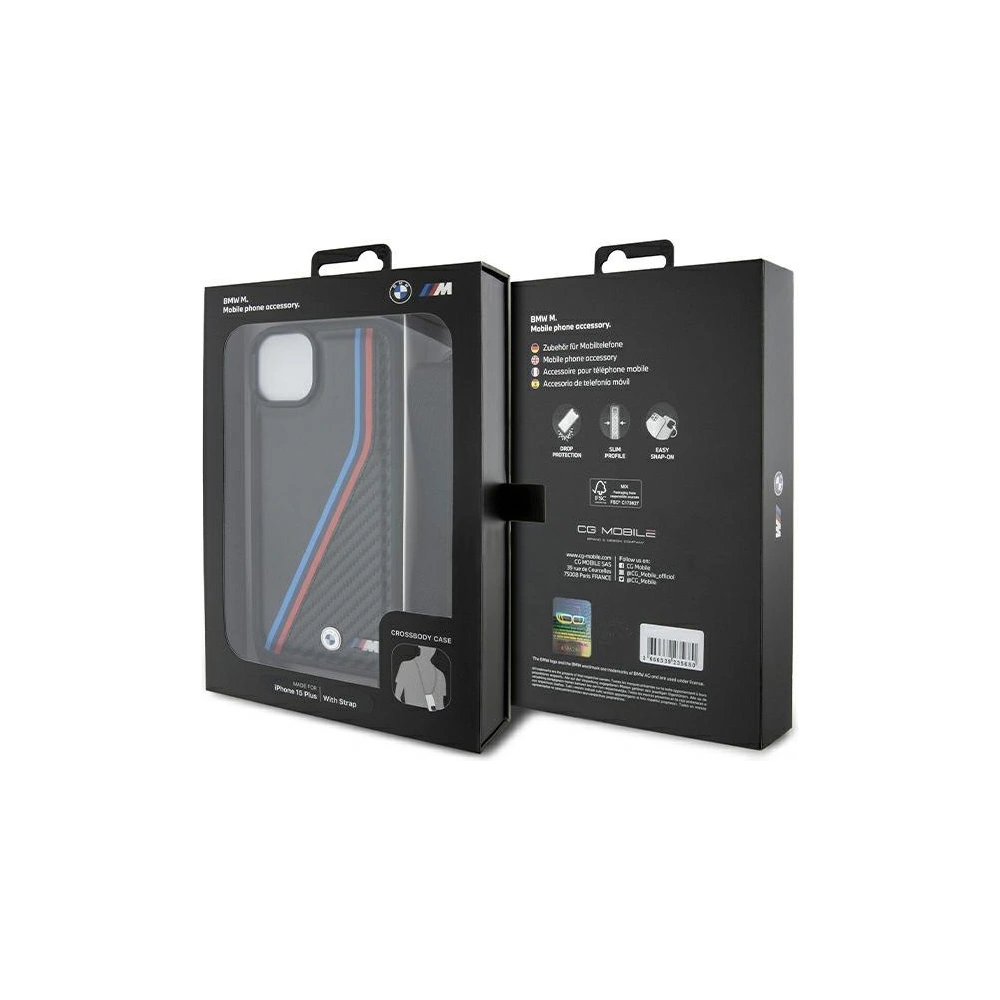 Hurtownia GSM - Etui BMW BMHCP15S23PSVTK Apple iPhone 15 / 14 / 13 hardcase M Edition Carbon Tricolor Lines & Strap negru/black - BMW628 - {ean13} - Hurt
