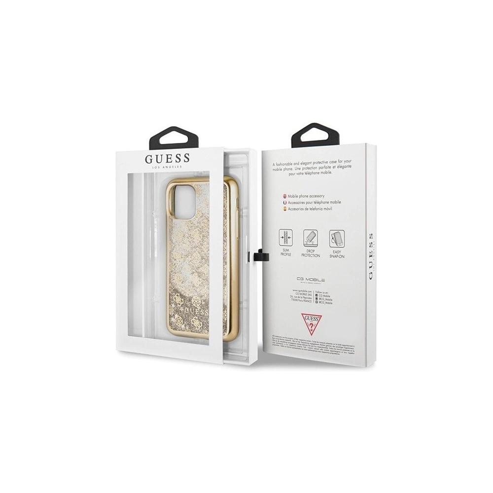 Hurtownia GSM - Etui Guess GUHCN58PEOLGGO Apple iPhone 11 Pro złoty/gold hard case 4G Peony Liquid Glitter - GUE180GLD - {ean13} - Hurt
