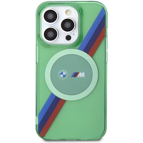 Etui BMW BMHMP15LHDTN Apple iPhone 15 Pro hardcase M Tricolor Stripes MagSafe zielony/green