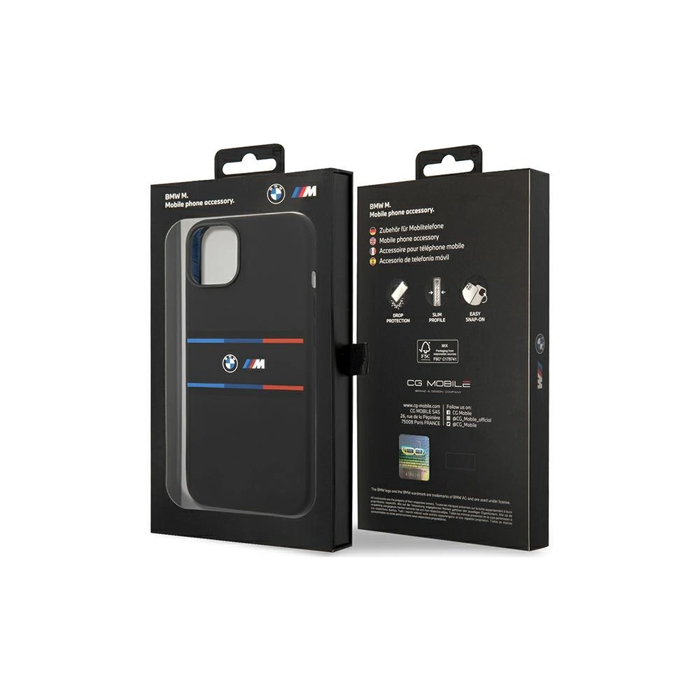 Hurtownia GSM - Case BMW BMHCP15S22SDTK Apple iPhone 15 / 14 / 13 Hardcase M Silikon Tricolor Linien schwarz/black - BMW645 - {ean13} - Hurt