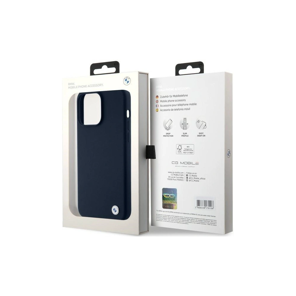Hurtownia GSM - Etui BMW BMHCP15XSILNA Apple iPhone 15 Pro Max hardcase silikonový kovový logo tmavě modrý/navy - BMW646 - {ean13} - Hurt