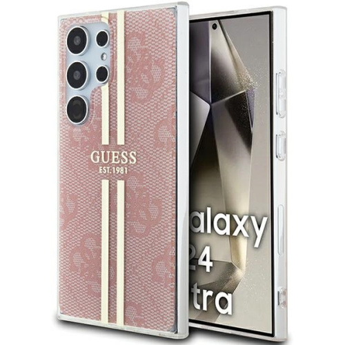 Hurtownia Guess - 3666339244484 - GUE3334 - Etui Guess GUHCS24LH4PSEGP Samsung Galaxy S24 Ultra hardcase IML 4G Gold Stripe różowy/pink - B2B homescreen