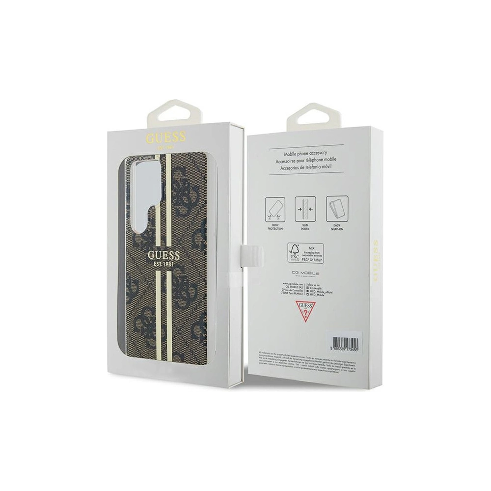Hurtownia GSM - Case Guess GUHCS24LH4PSEGW Samsung Galaxy S24 Ultra Hardcase IML 4G Gold Stripe braun/brown - GUE3335 - {ean13} - Hurt