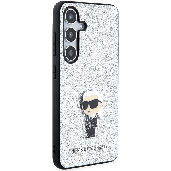 Kryt Karl Lagerfeld KLHCS24MGCNPSG Samsung Galaxy S24+ Plus hardcase Fixed Glitter Ikonik Logo Metal Pin silver