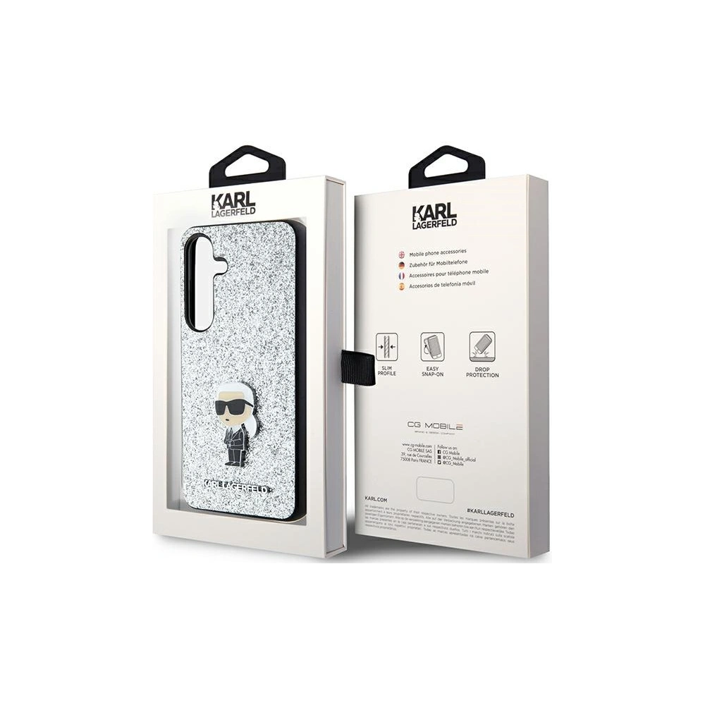 Hurtownia GSM - Etui Karl Lagerfeld KLHCS24MGCNPSG Samsung Galaxy S24+ Plus hardcase Fixed Glitter Ikonik Logo Metal Pin srebrny/silver - KLD1910 - {ean13} - Hurt