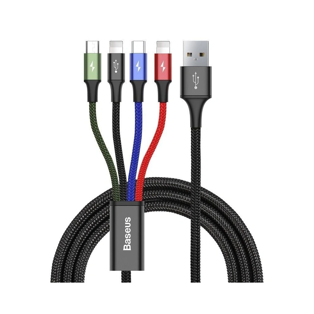 Hurtownia GSM - Kabel USB Baseus Fast 4w1 USB-C / 2x Lightning / Micro 3,5A 1,2m (czarny) - BSU635BLK - {ean13} - Hurt