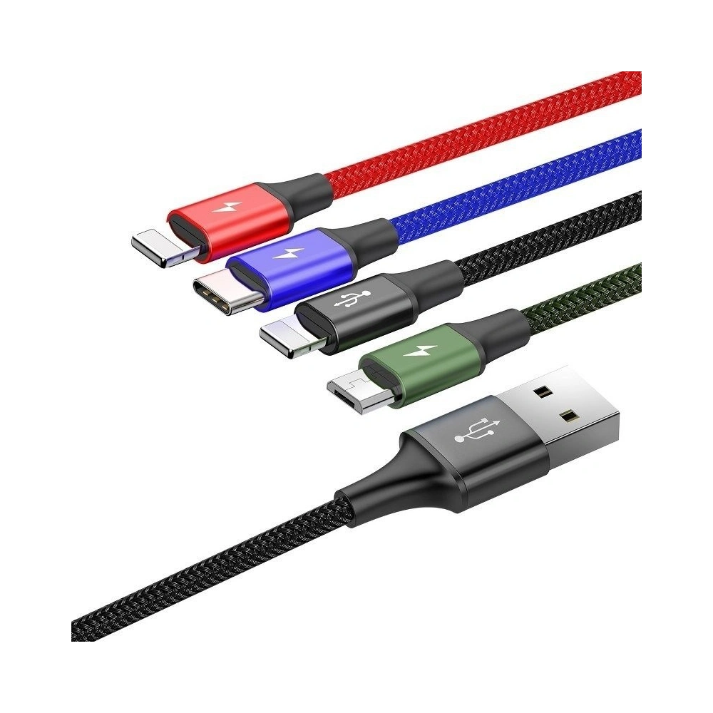 Hurtownia GSM - Kabel USB Baseus Fast 4w1 USB-C / 2x Lightning / Micro 3,5A 1,2m (czarny) - BSU635BLK - {ean13} - Hurt