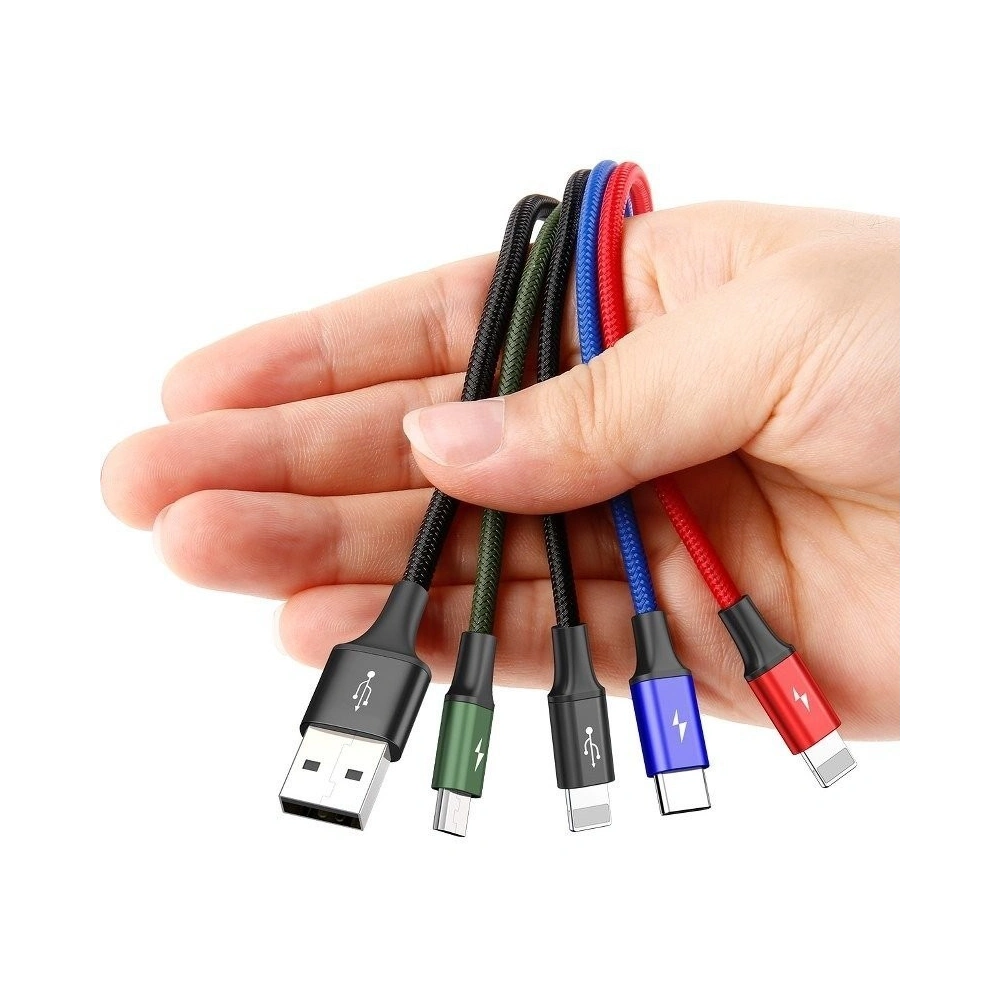 Hurtownia GSM - Kabel USB Baseus Fast 4w1 USB-C / 2x Lightning / Micro 3,5A 1,2m (czarny) - BSU635BLK - {ean13} - Hurt