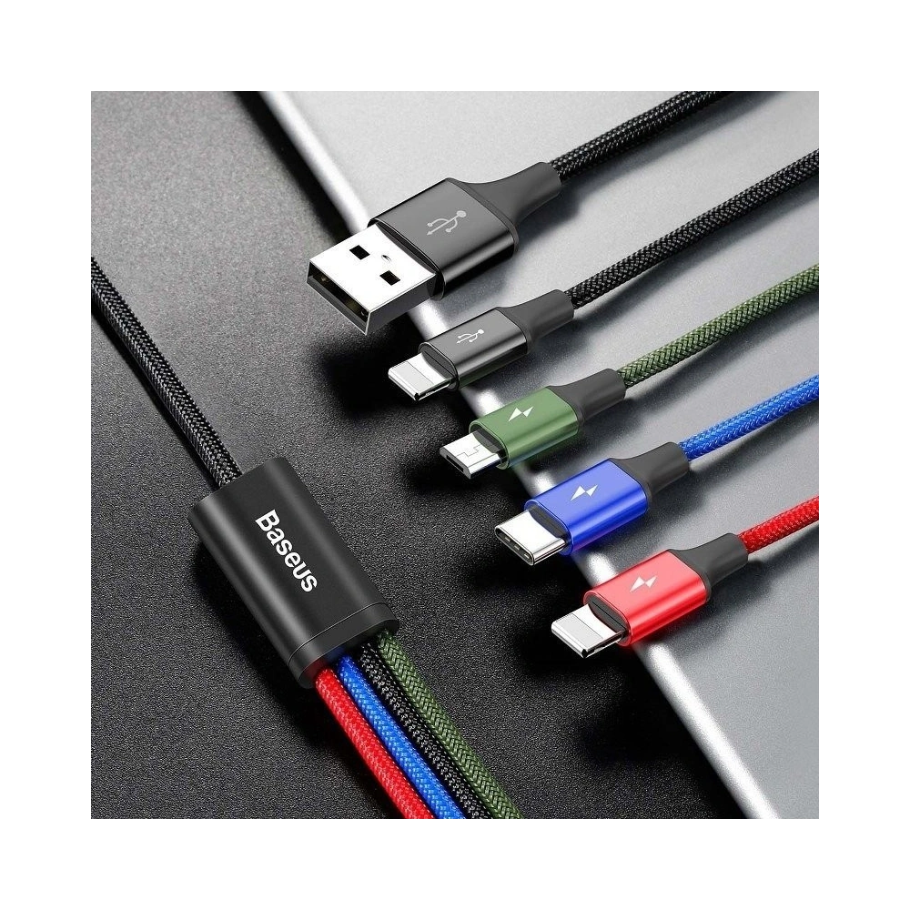 Hurtownia GSM - Kabel USB Baseus Fast 4w1 USB-C / 2x Lightning / Micro 3,5A 1,2m (czarny) - BSU635BLK - {ean13} - Hurt