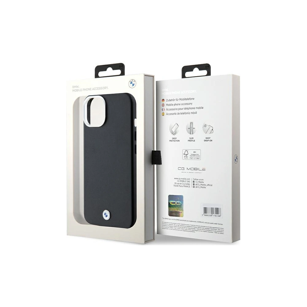 Hurtownia GSM - Etui BMW BMHMP15M23PUFWK Apple iPhone 15 Plus / 14 Plus Signature Wrapped Metal MagSafe černý/black - BMW652 - {ean13} - Hurt