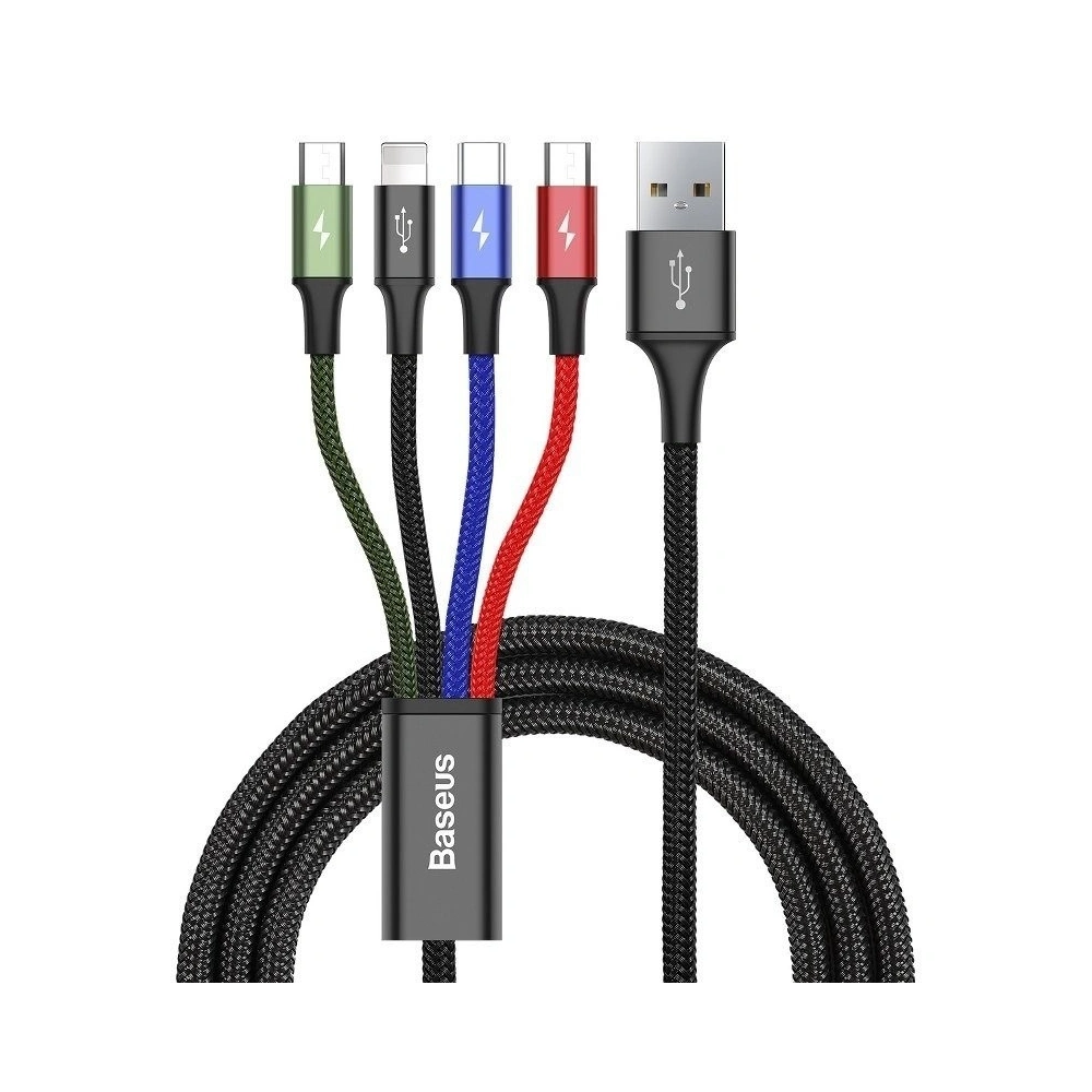 Hurtownia GSM - Kabel USB Baseus Fast 4w1 USB-C / Lightning / 2x Micro 3,5A 1,2m (czarny) - BSU636BLK - {ean13} - Hurt