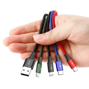 Hurtownia GSM - Kabel USB Baseus Fast 4w1 USB-C / Lightning / 2x Micro 3,5A 1,2m (czarny) - BSU636BLK - {ean13} - Hurt