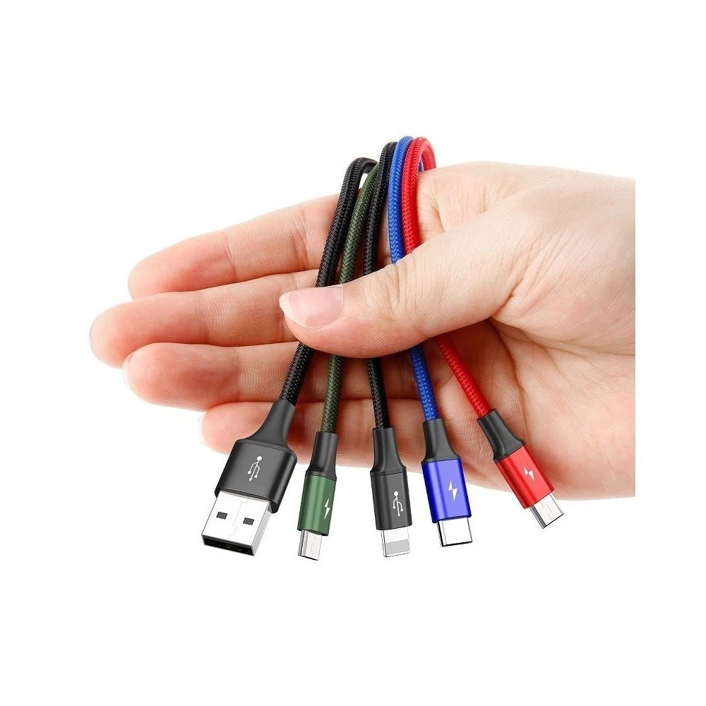 Hurtownia GSM - Kabel USB Baseus Fast 4w1 USB-C / Lightning / 2x Micro 3,5A 1,2m (czarny) - BSU636BLK - {ean13} - Hurt