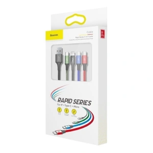 Hurtownia GSM - Kabel USB Baseus Fast 4w1 USB-C / Lightning / 2x Micro 3,5A 1,2m (czarny) - BSU636BLK - {ean13} - Hurt