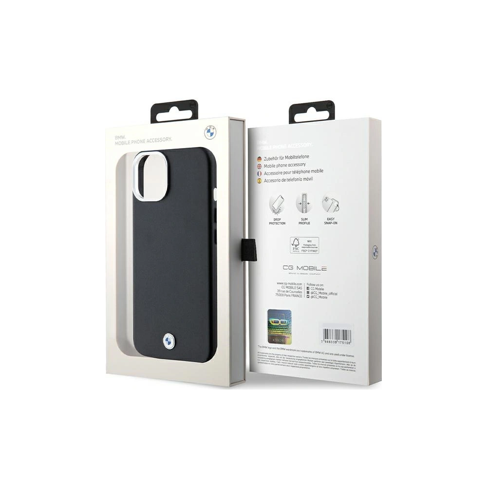 Hurtownia GSM - Etui BMW BMHMP15S23PUFWK Apple iPhone 15 / 14 / 13 Signature Wrapped Metal MagSafe negru/black - BMW654 - {ean13} - Hurt