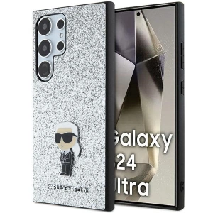 Etui Karl Lagerfeld KLHCS24LGCNPSG Samsung Galaxy S24 Ultra hardcase Fixed Glitter Ikonik Logo Metal Pin srebrny/silver