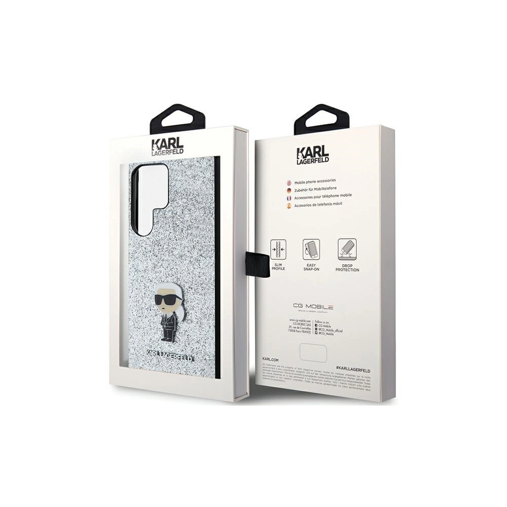 Hurtownia GSM - Case Karl Lagerfeld KLHCS24LGCNPSG Samsung Galaxy S24 Ultra Hardcase Fixed Glitter Ikonik Logo Metall-Pin silber/silver - KLD1919 - {ean13} - Hurt