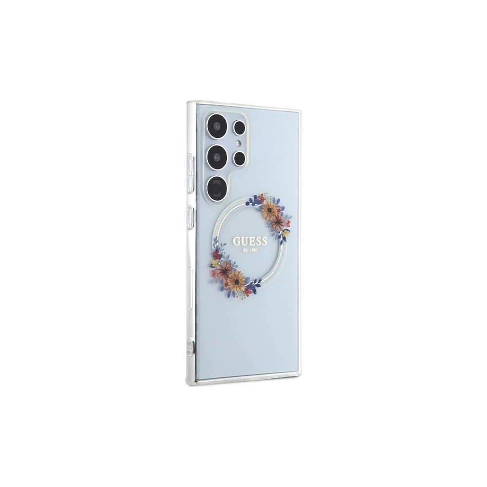 Hurtownia GSM - Etui Guess GUHMS24LHFWFCT Samsung Galaxy S24 Ultra keménytok IML Flowers Wreath MagSafe átlátszó/transparent - GUE3352 - {ean13} - Hurt