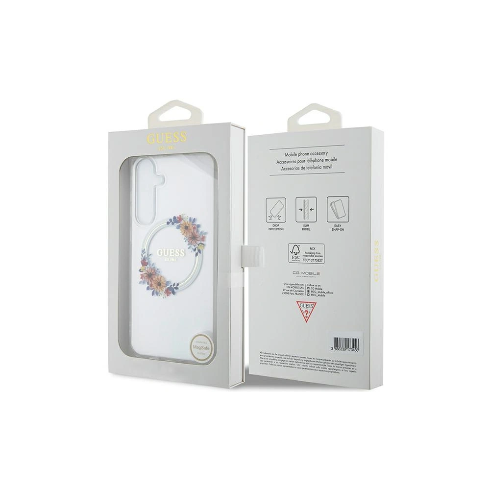 Hurtownia GSM - Etui Guess GUHMS24MHFWFCT Samsung Galaxy S24+ Plus kemény tok IML Virágkoszorú MagSafe átlátszó/átlátszó - GUE3354 - {ean13} - Hurt