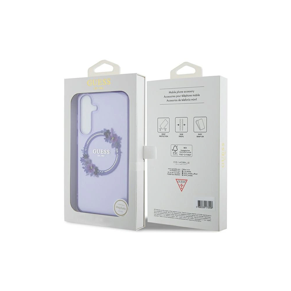 Hurtownia GSM - Case Guess GUHMS24MHFWFCU Samsung Galaxy S24+ Plus Hardcase IML Flowers Wreath MagSafe lila/purple - GUE3355 - {ean13} - Hurt