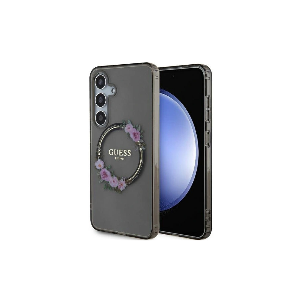 Hurtownia GSM - Case Guess GUHMS24SHFWFCK Samsung Galaxy S24 Hartschale IML Blumenkranz MagSafe schwarz/black - GUE3356 - {ean13} - Hurt