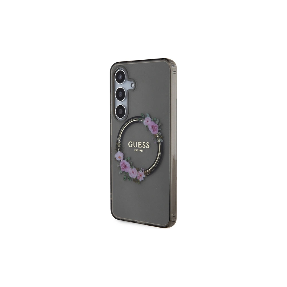 Hurtownia GSM - Case Guess GUHMS24SHFWFCK Samsung Galaxy S24 Hartschale IML Blumenkranz MagSafe schwarz/black - GUE3356 - {ean13} - Hurt