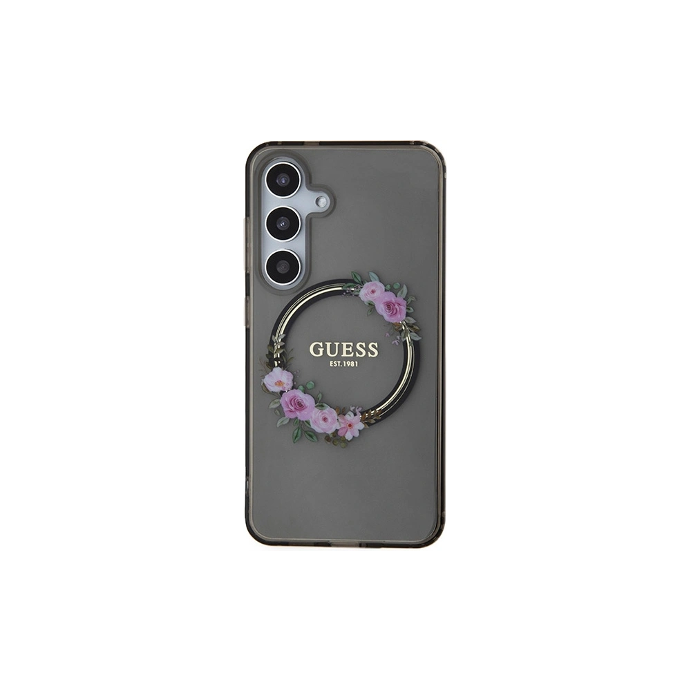 Hurtownia GSM - Case Guess GUHMS24SHFWFCK Samsung Galaxy S24 Hartschale IML Blumenkranz MagSafe schwarz/black - GUE3356 - {ean13} - Hurt