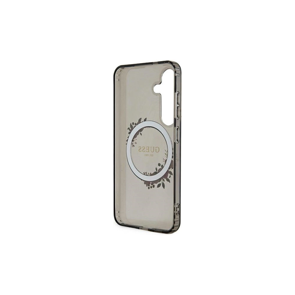 Etui Guess GUHMS24SHFWFCK Samsung Galaxy S24 keménytok IML Virágkoszorú MagSafe fekete/black