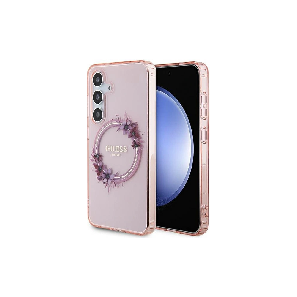Hurtownia GSM - Case Guess GUHMS24SHFWFCP Samsung Galaxy S24 Hardcase IML Flowers Wreath MagSafe rosa/pink - GUE3357 - {ean13} - Hurt