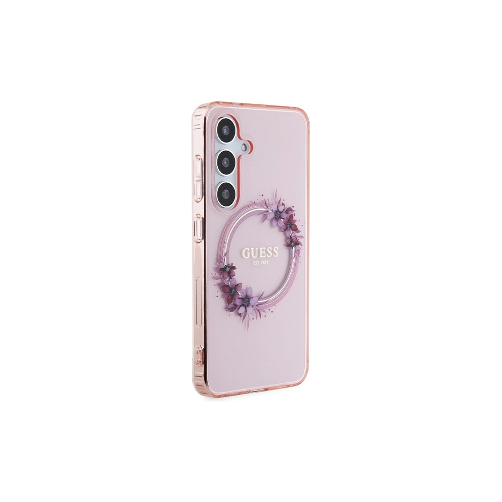 Hurtownia GSM - Case Guess GUHMS24SHFWFCP Samsung Galaxy S24 Hardcase IML Flowers Wreath MagSafe rosa/pink - GUE3357 - {ean13} - Hurt