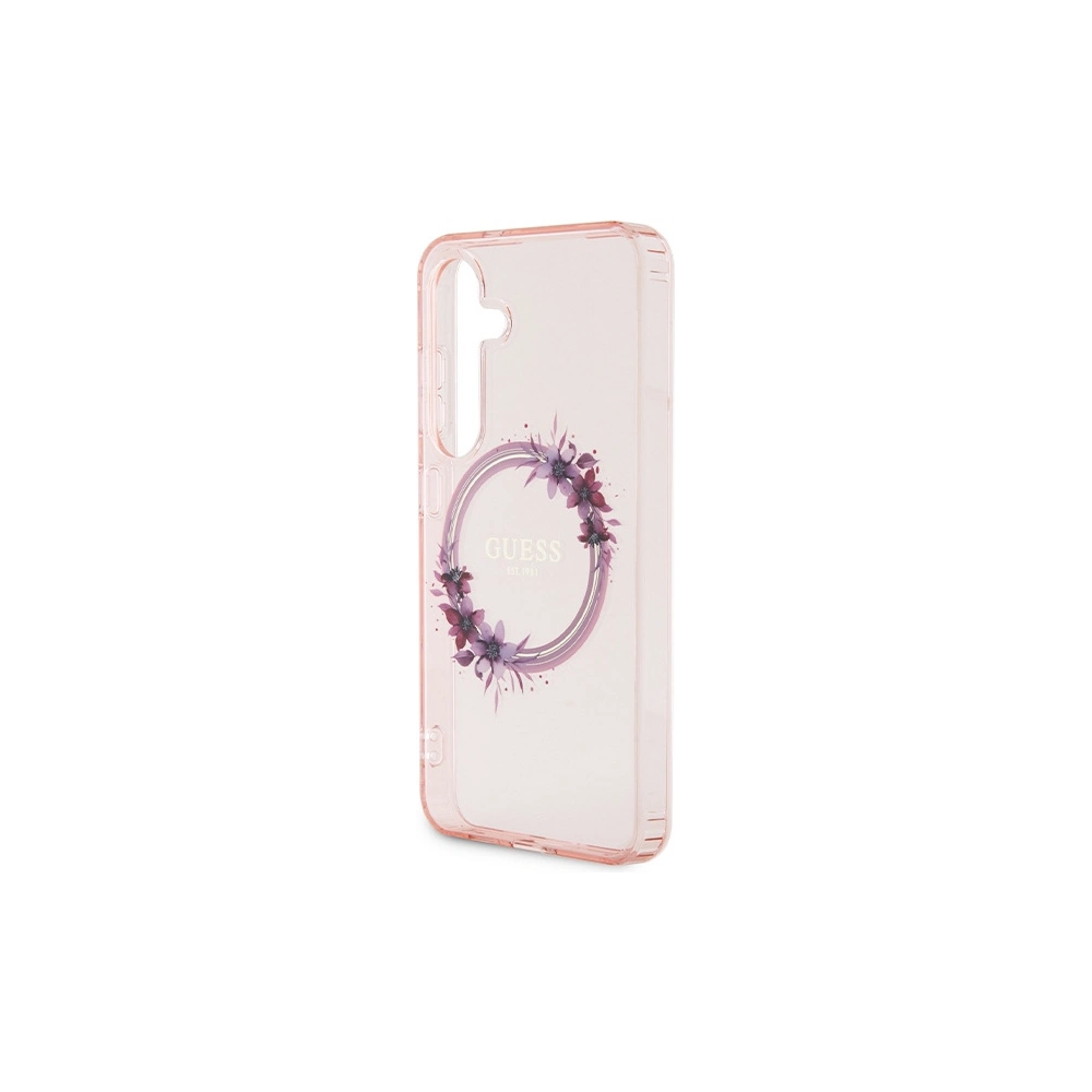 Wholesale Guess GUHMS24SHFWFCP Samsung Galaxy S24 hardcase IML Flowers Wreath MagSafe pink - GUE3357 - {ean13} - Hurt