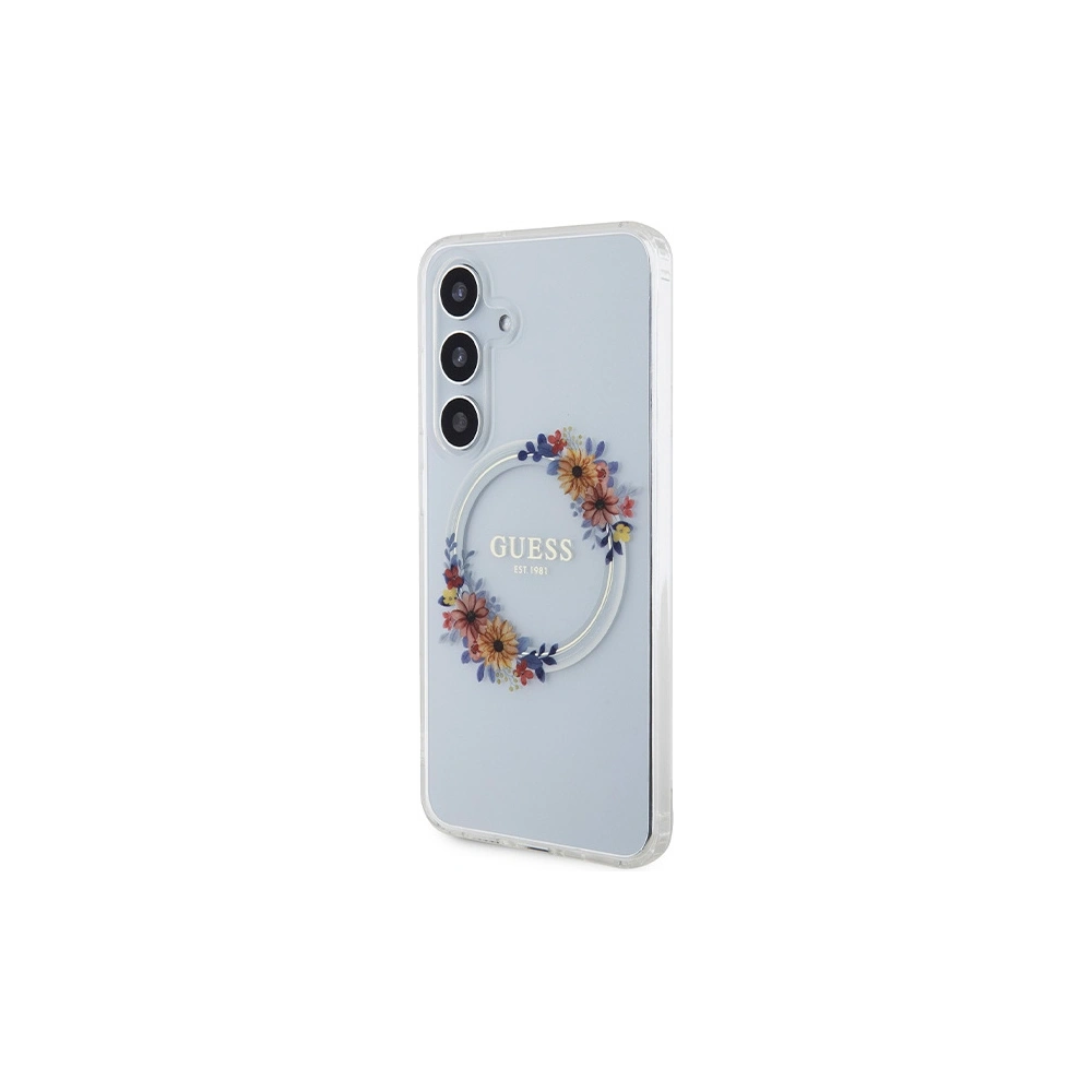 Hurtownia GSM - Etui Guess GUHMS24SHFWFCT Samsung Galaxy S24 hardcase IML Flowers Wreath MagSafe průhledný/transparentní - GUE3358 - {ean13} - Hurt