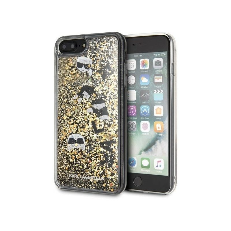 Karl Lagerfeld Distributor - 3700740444597 - KLD096BLKGLD - Karl Lagerfeld KLHCI8LROGO iPhone 7/8 Plus black & gold hard case Glitter - B2B homescreen