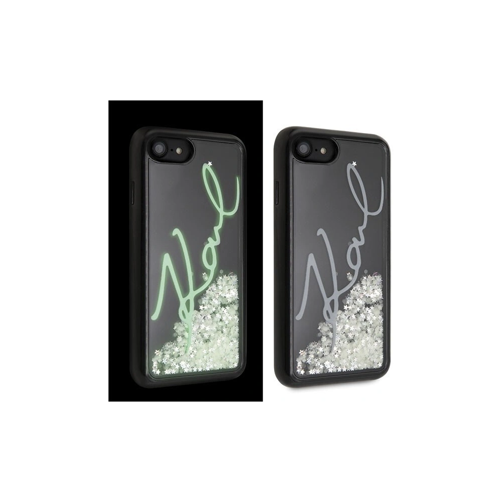 Wholesale Karl Lagerfeld KLHCI8PH2IR Apple iPhone SE 2022/SE 2020/8/7 black Glitter Signature - Glow in the dark - KLD102BLK - {ean13} - Hurt