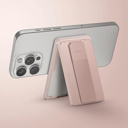 Magnetyczny portfel z podpórką i paskiem UNIQ Heldro ID różowy/blush pink