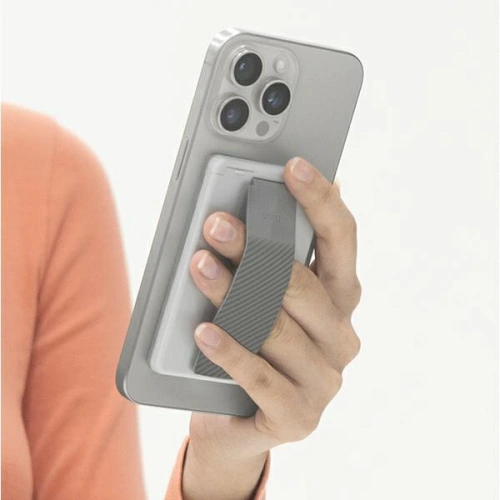 Magnetyczny portfel z podpórką i paskiem UNIQ Heldro ID szary/chalk grey
