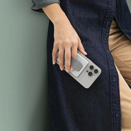 Magnetyczny portfel z podpórką i paskiem UNIQ Heldro ID szary/chalk grey