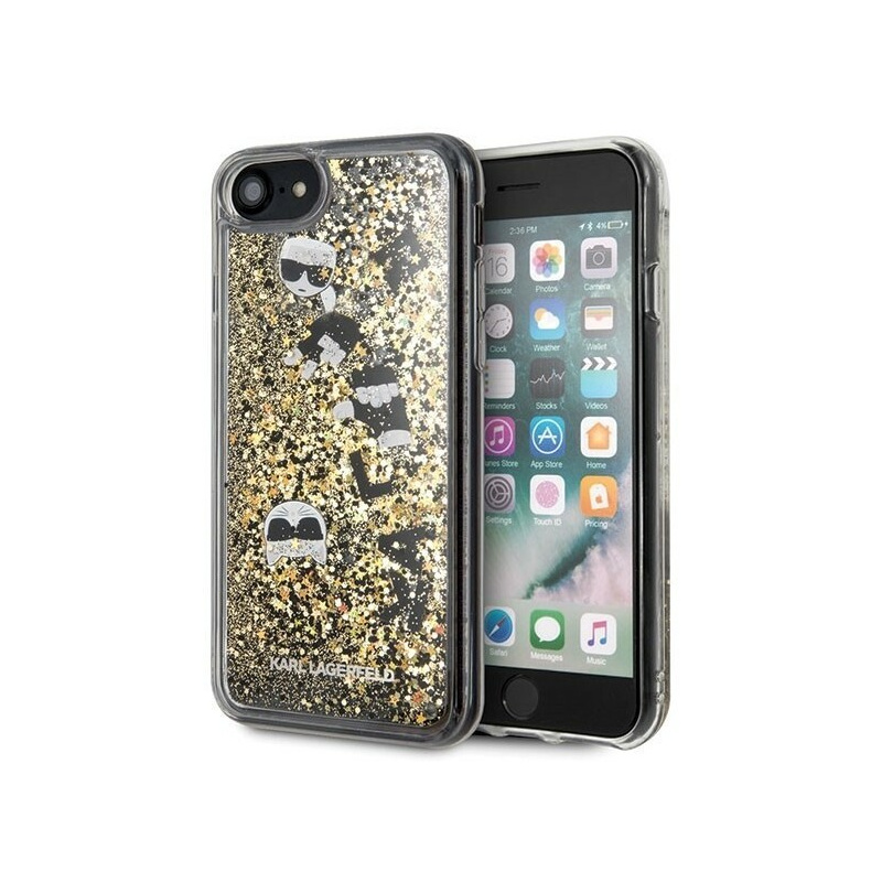 Karl Lagerfeld Distributor - 3700740444580 - KLD103BLKGLD - Karl Lagerfeld KLHCI8ROGO Apple iPhone SE 2022/SE 2020/8/7 black & gold hard case Glitter - B2B homescreen