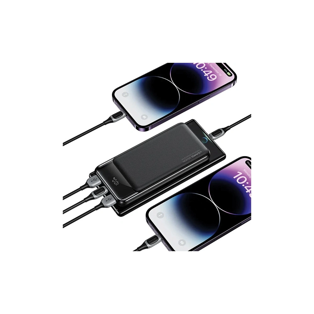 Hurtownia GSM - Powerbanka USAMS US-CD202 30000mAh microUSB, USB-A, USB-C, 10W s displejem černá/black - USA1083 - {ean13} - Hurt