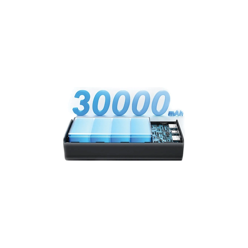 Hurtownia GSM - Powerbank USAMS PB68 30000mAh 2xUSB-A, USB-C, 20W, PD, QC 3.0 mit Display schwarz - USA1085 - {ean13} - Hurt