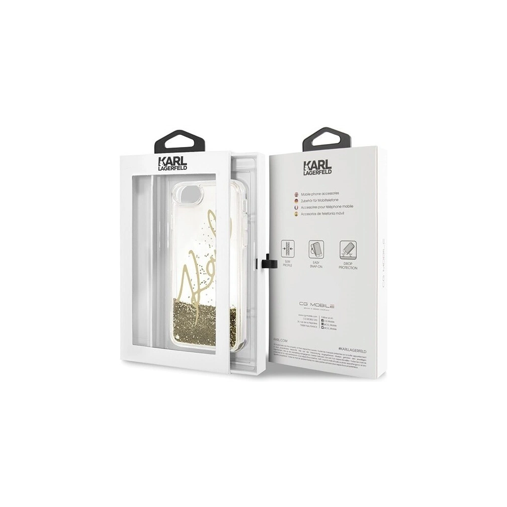 Wholesale Karl Lagerfeld KLHCI8SGGO Apple iPhone SE 2022/SE 2020/8/7 gold hard case Signature Liquid Glitter - KLD104GLD - {ean13} - Hurt