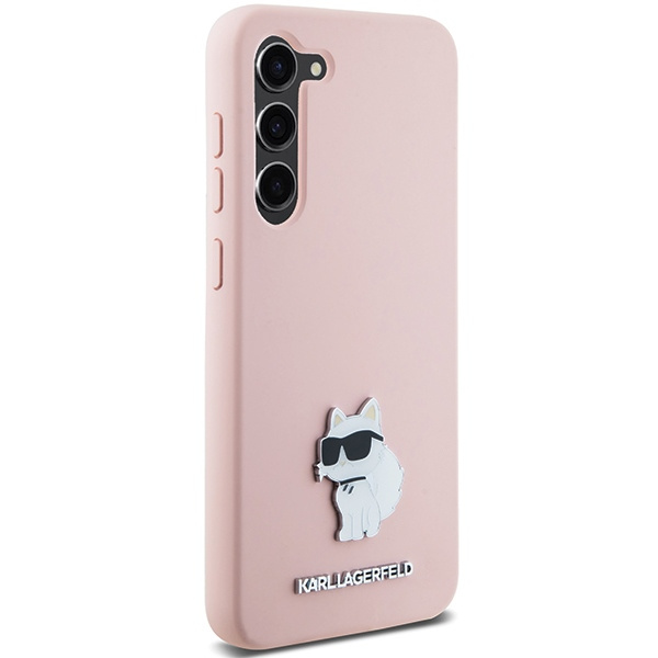 Kryt Karl Lagerfeld KLHCS23MSMHCNPP Samsung Galaxy S23+ Plus Silicone Choupette Metal Pin pink