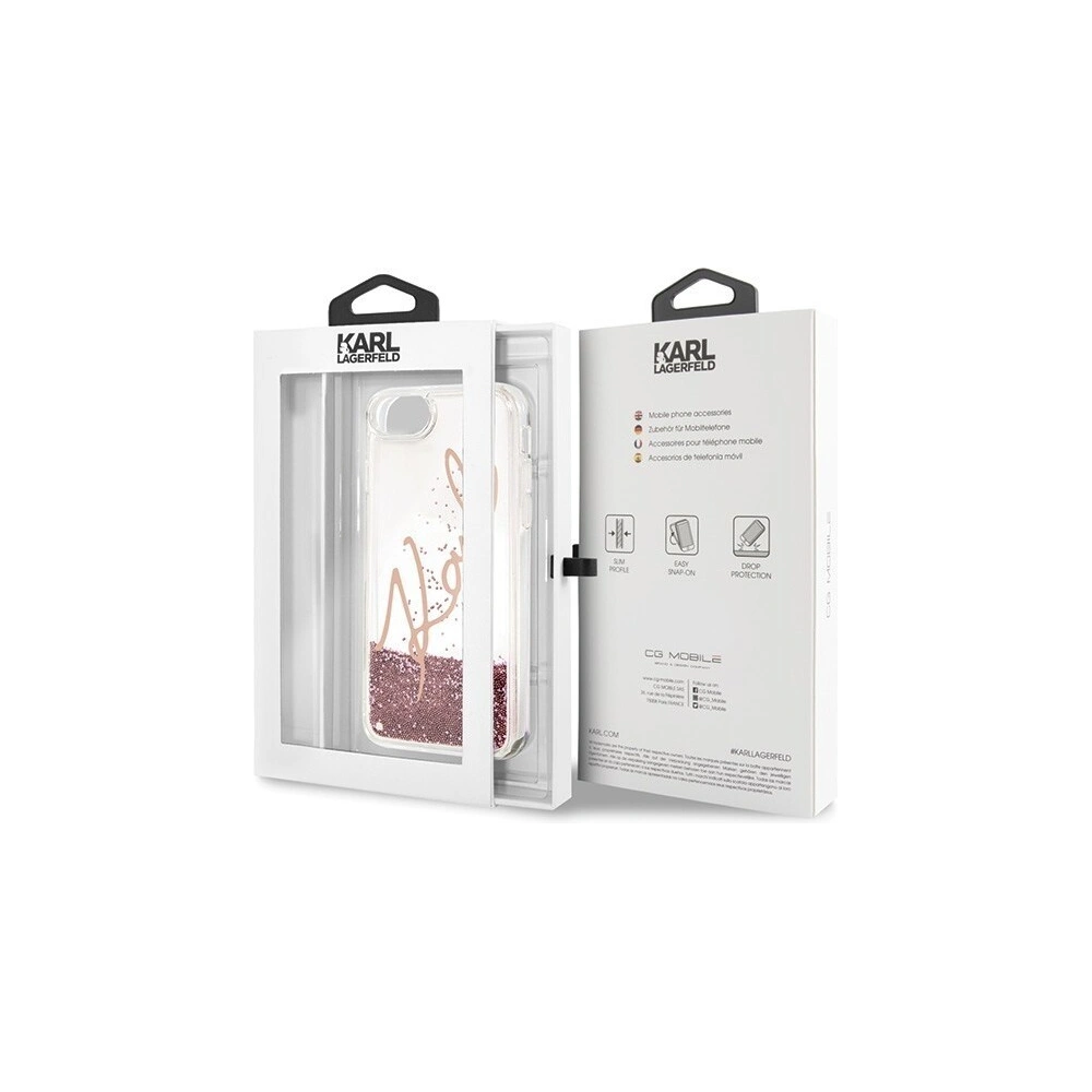 Hurtownia GSM - Karl Lagerfeld KLHCI8SGPI Apple iPhone SE 2022/SE 2020/8/7 różowo-złoty/pink gold hard case Signature Liquid Glitter - KLD105RS - {ean13} - Hurt