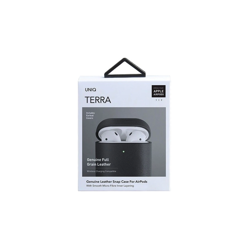 Hurtownia GSM - Etui UNIQ Terra Apple AirPods 1/2 Echtes Leder schwarz/black - UNIQ92BLK - {ean13} - Hurt