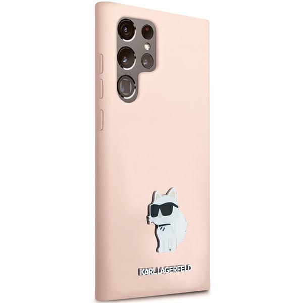 Kryt Karl Lagerfeld KLHCS23LSMHCNPP Samsung Galaxy S23 Ultra Silicone Choupette Metal Pin pink