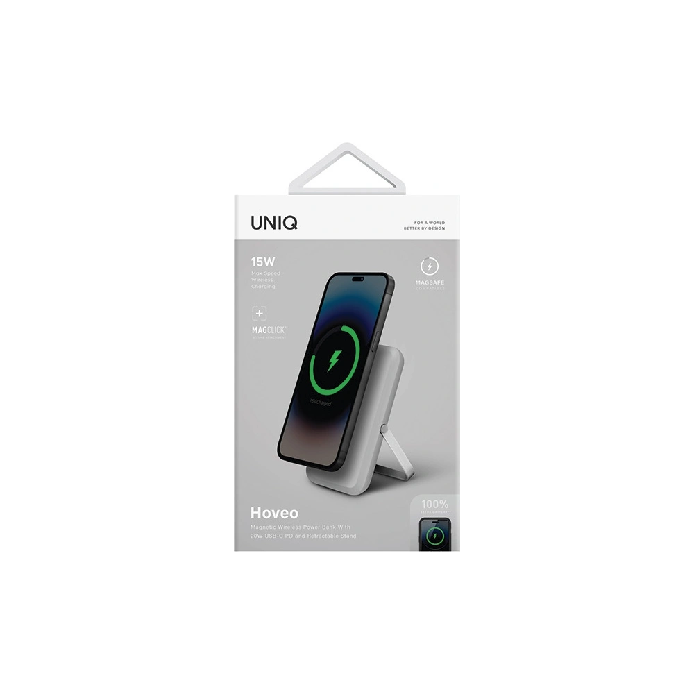 Hurtownia GSM - Powerbank magnetický UNIQ Hoveo 5000mAh USB-C 20W PD Rychlé nabíjení Wireless Magnetic jasnosivý/chalk grey - UNIQ1115 - {ean13} - Hurt