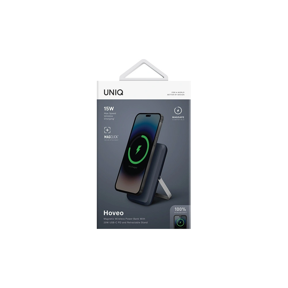 Hurtownia GSM - Powerbank mágneses UNIQ Hoveo 5000mAh USB-C 20W PD Gyors töltés Vezeték nélküli Magnetic kék/storm blue - UNIQ1117 - {ean13} - Hurt