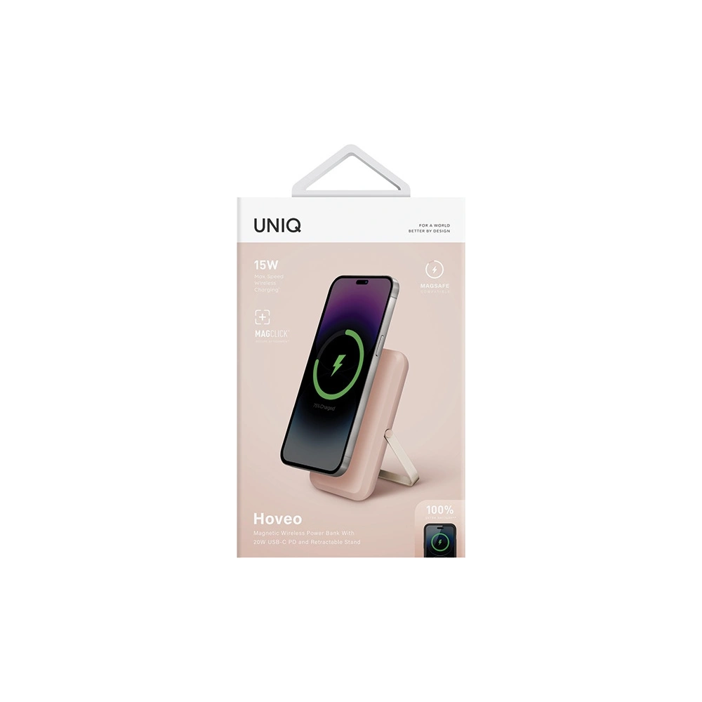 Hurtownia GSM - Powerbank magnetic UNIQ Hoveo 5000mAh USB-C 20W PD Încărcare rapidă Wireless Magnetic roz/blush pink - UNIQ1118 - {ean13} - Hurt